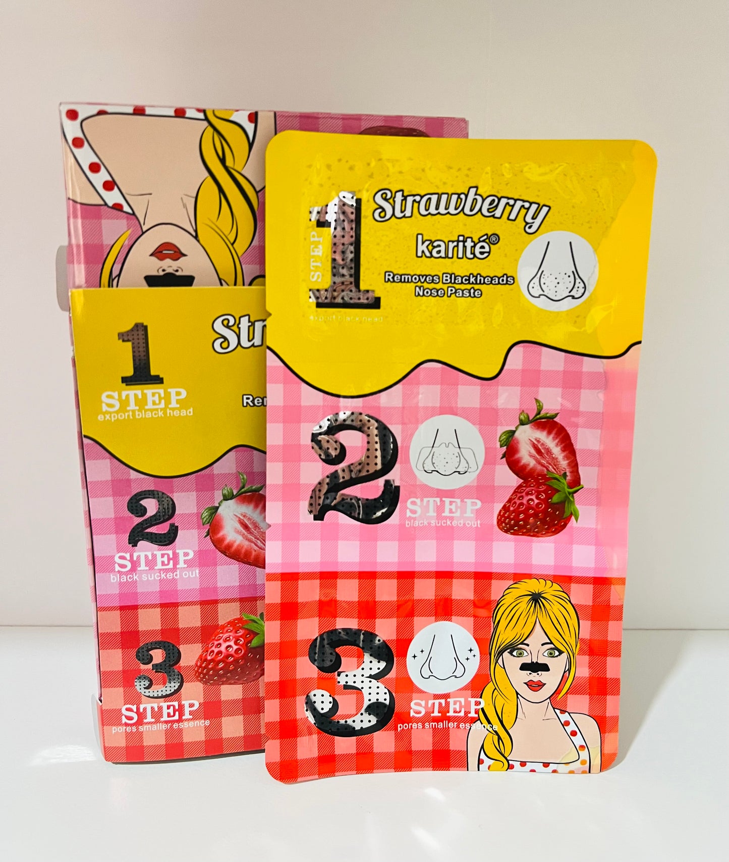 MASCHERA 3 STEP PUNTI NERI ALLA FRAGOLA