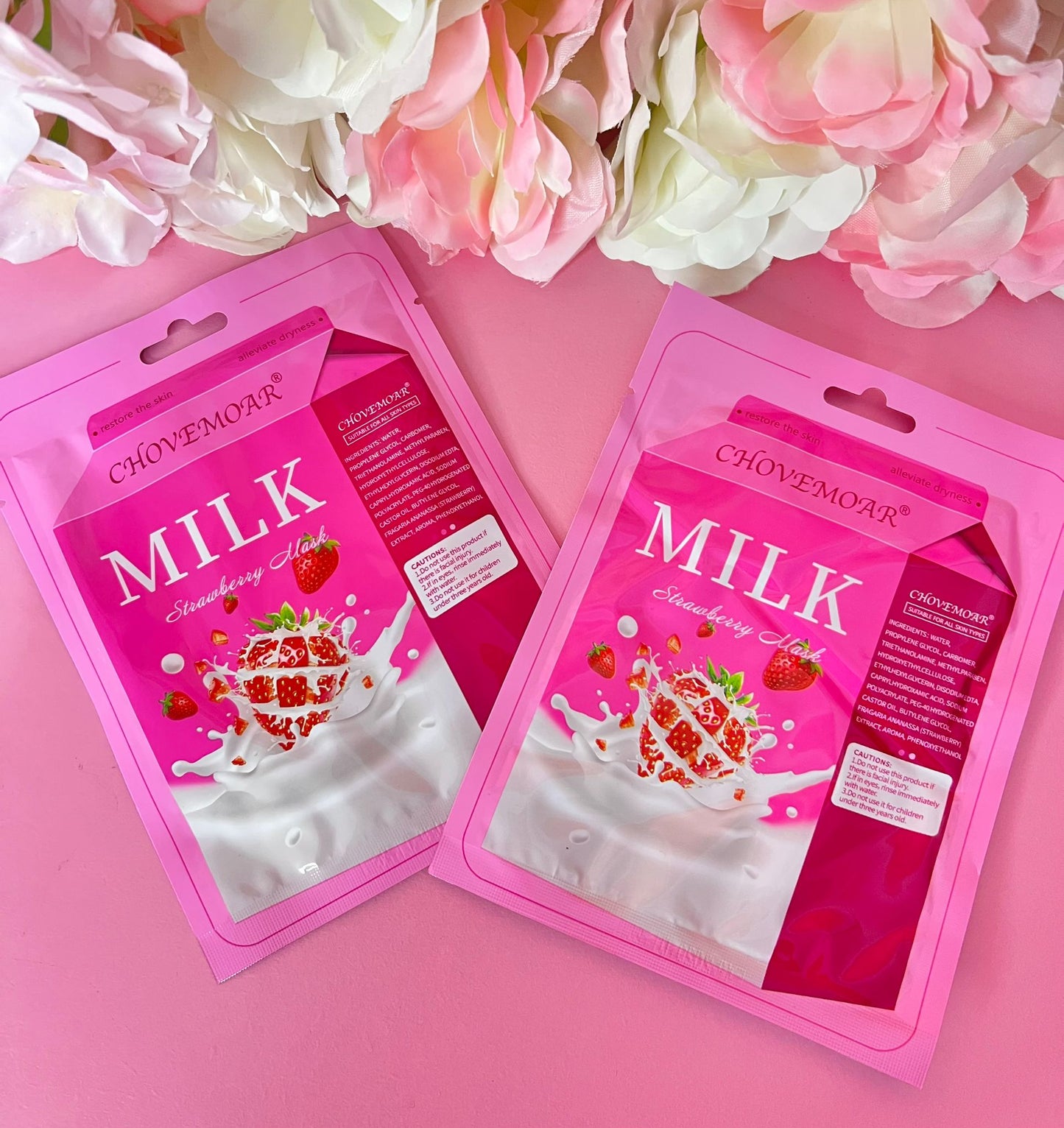 MASCHERA VISO LATTE E FRAGOLA