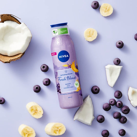 NIVEA - Bagno Doccia Rinfrescante - banana, mirtilli, cocco 300ml
