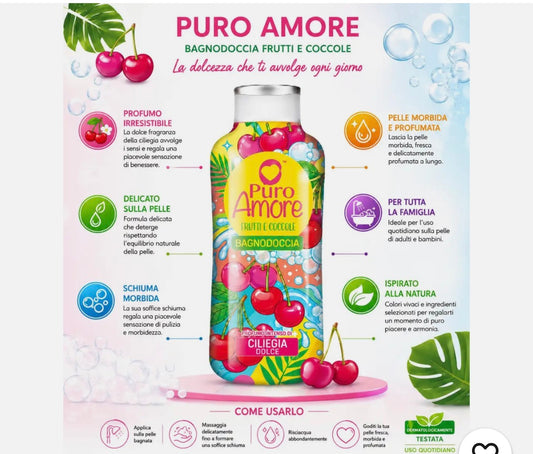 PURO AMORE - Bagnoschiuma Frutti e Coccole - Varie fragranze 650ml