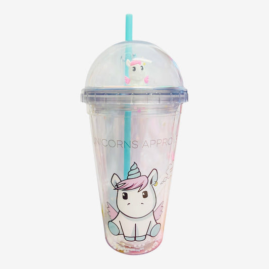 UNICORNS APPROVE - Bicchiere con cannuccia