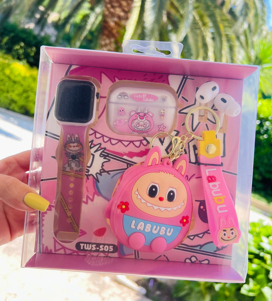 KIT SMARWATCH + AIRPODS LABUBU