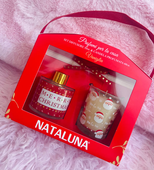 CONFEZIONE NATALIZIA NATALUNA CANDELA + PROFUMATORE