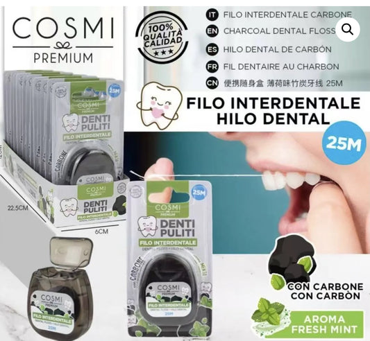 COSMI FILO INTERDENTALE 25M CARBONE E MENTA