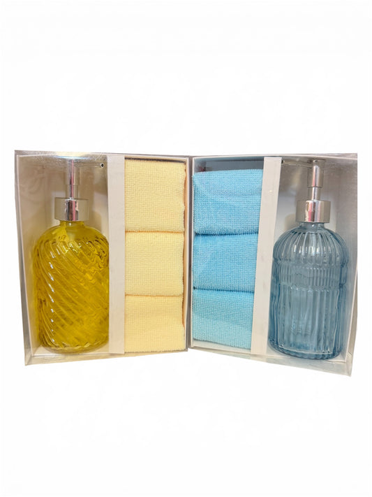 MASTRO BIANCO - Dispenser Sapone 370ml + 3 Lavette vari colori